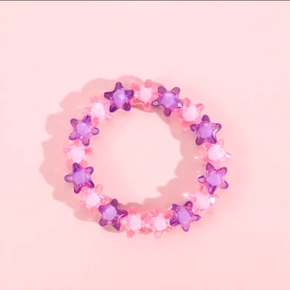 Pink And Purple Star Beaded Colorful Bracelet - Picture 4 of 7